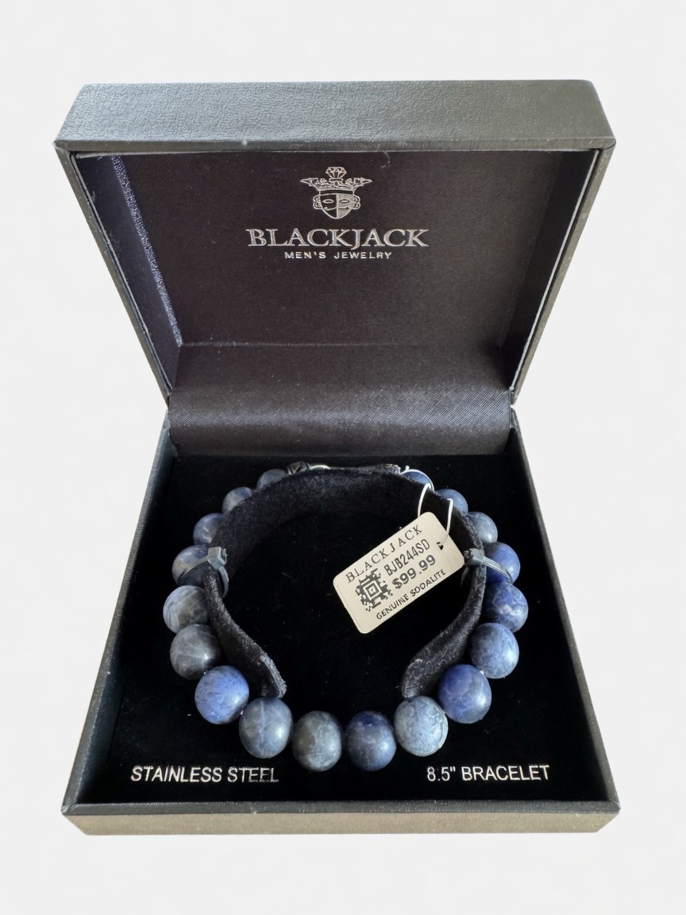 Black Blackjack Men's Blue Sodalite Beaded Bracelet